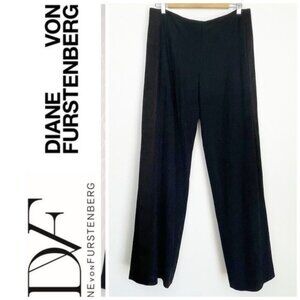 Diane Von Furstenberg Ryan Trouser streight leg Pants Black Size 10 NWT